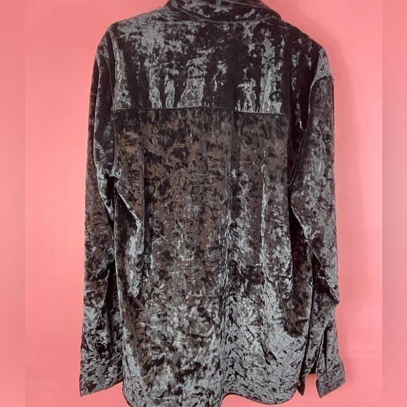 Zara black crushed velvet button down shirt, over shirt, jacket size M - Picture 7 of 8
